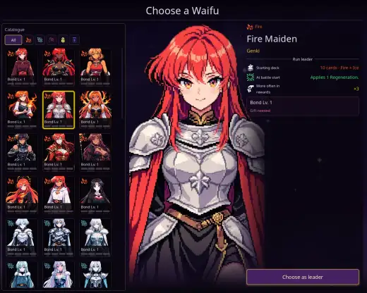 Picking a waifu before a run